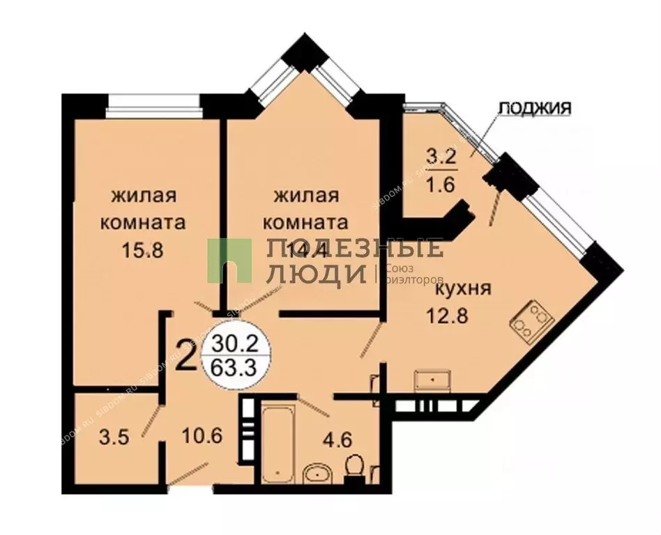 2-к кв. Красноярский край, Красноярск Октябрьская ул., 8А (61.5 м) - Фото 1