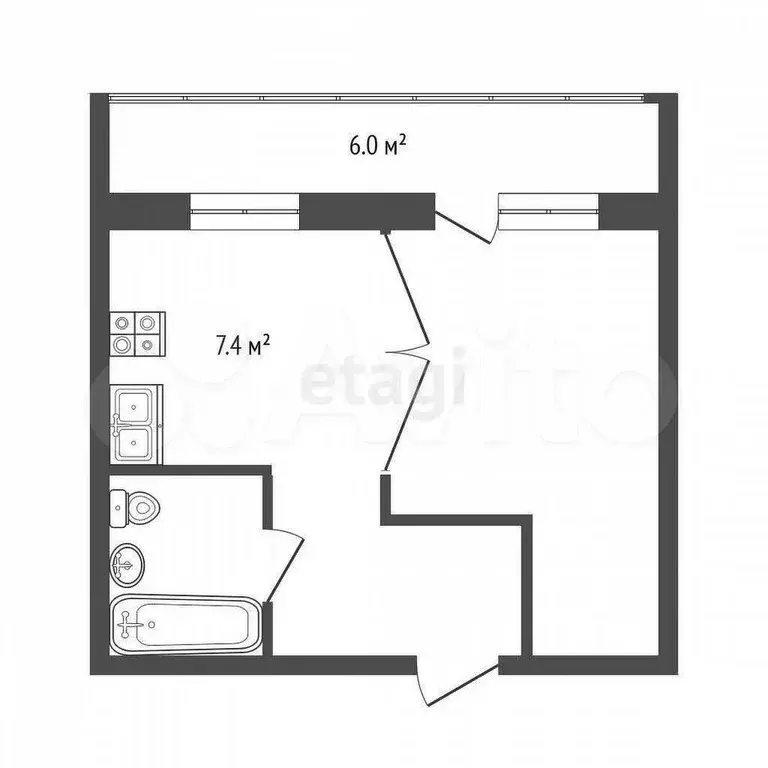 1-к. квартира, 30 м, 3/5 эт. - Фото 0