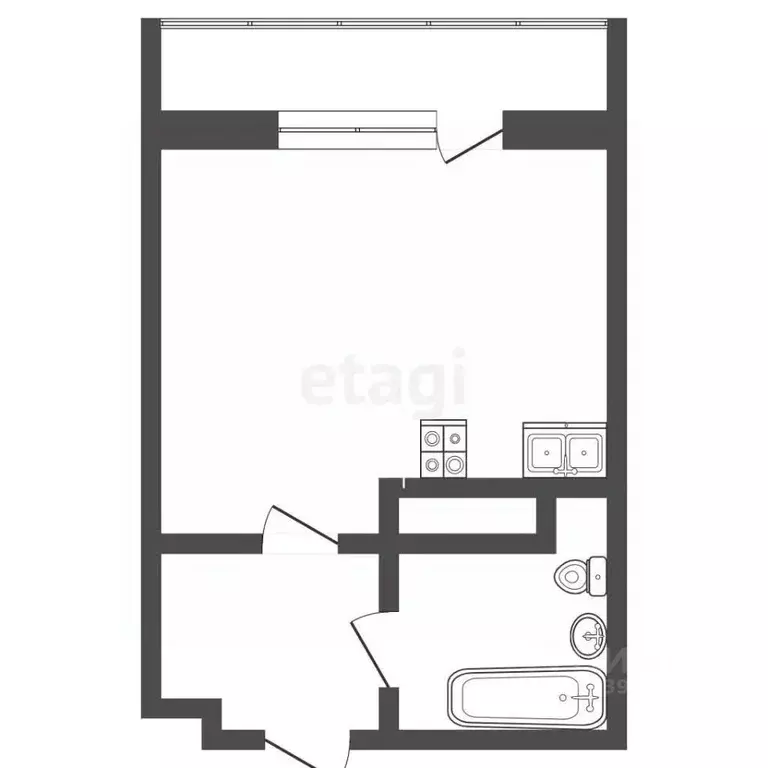 Студия Тюменская область, Тюмень ул. Фармана Салманова, 26 (19.0 м) - Фото 2
