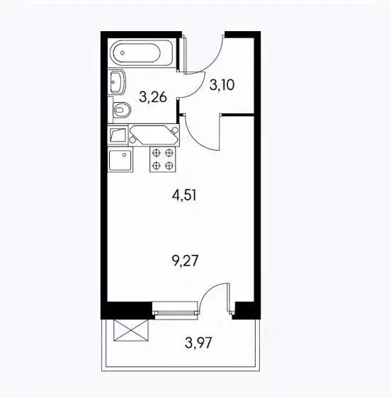 Студия Краснодарский край, Темрюк Дальняя ул., 30 (23.0 м) - Фото 1