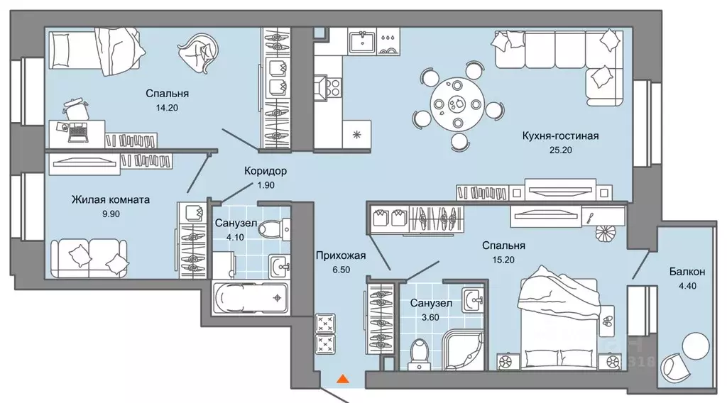 3-к кв. Пермский край, Пермь ул. Дзержинского, 31Б (82.0 м) - Фото 2