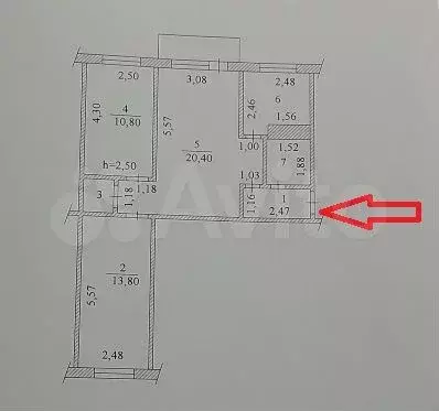 3-к. квартира, 60,6 м, 4/5 эт. - Фото 0