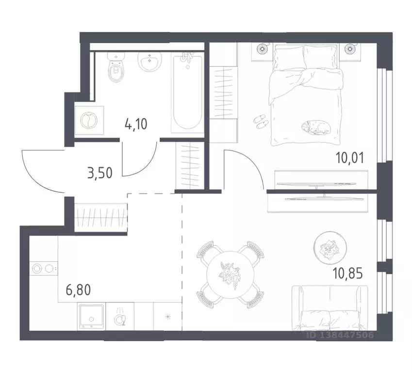 1-к кв. Московская область, Ленинский городской округ, Мисайлово пгт, ... - Фото 1