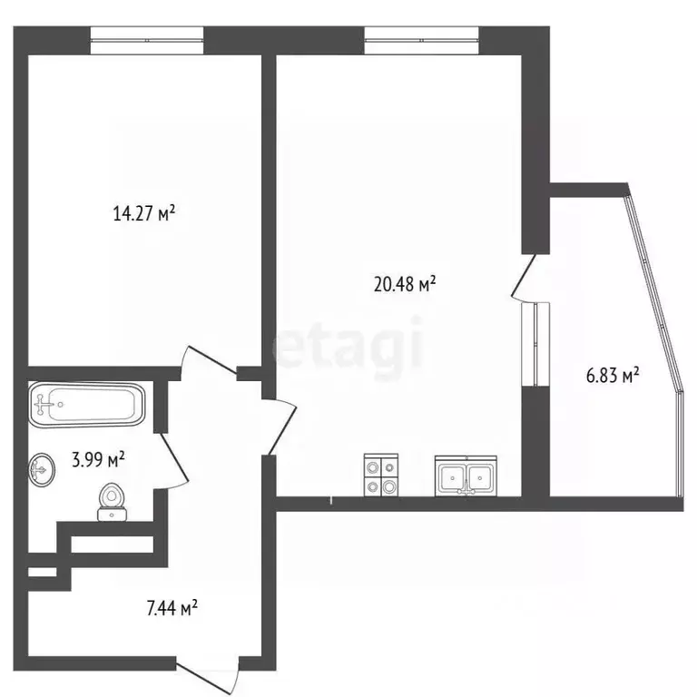 2-к кв. Татарстан, Набережные Челны 19-й комплекс, 10 (53.0 м) - Фото 2