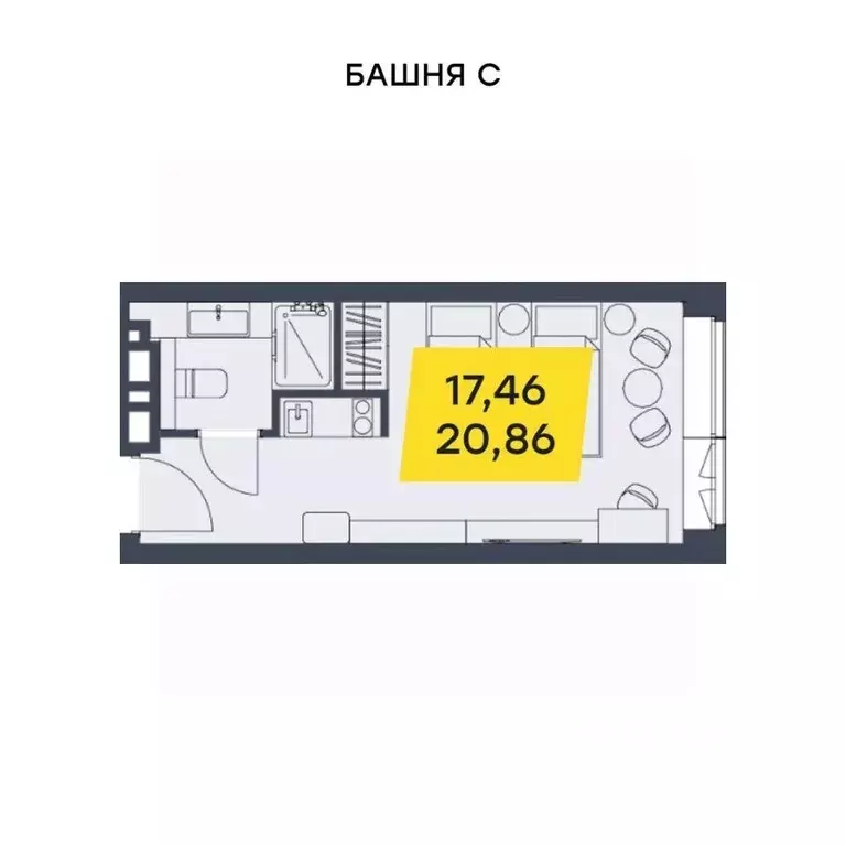Студия Новосибирская область, Новосибирск Лэнд Лорд жилой комплекс ... - Фото 1