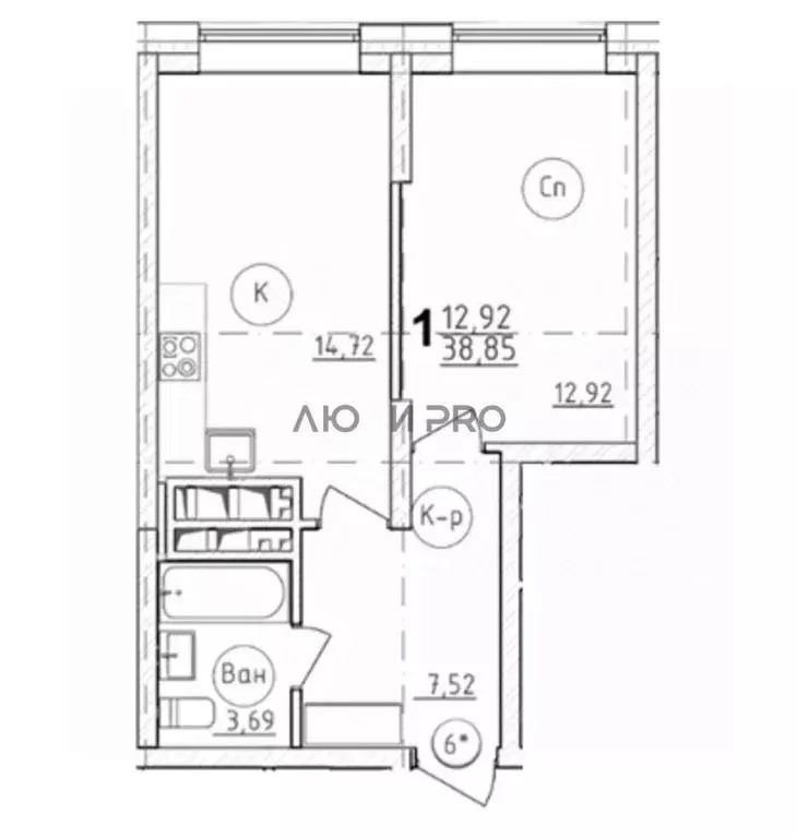 1-к кв. Башкортостан, Уфа ул. Николая Ковалева, 1 (39.0 м) - Фото 2