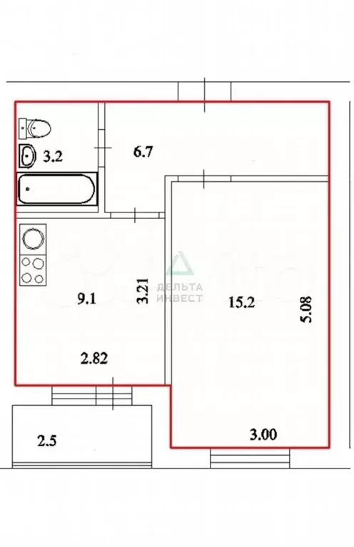 1-к. квартира, 34,2 м, 4/5 эт. - Фото 0