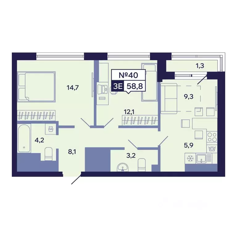 3-к кв. Саха (Якутия), Якутск ул. Новопортовская, 1А/1 (58.8 м) - Фото 1
