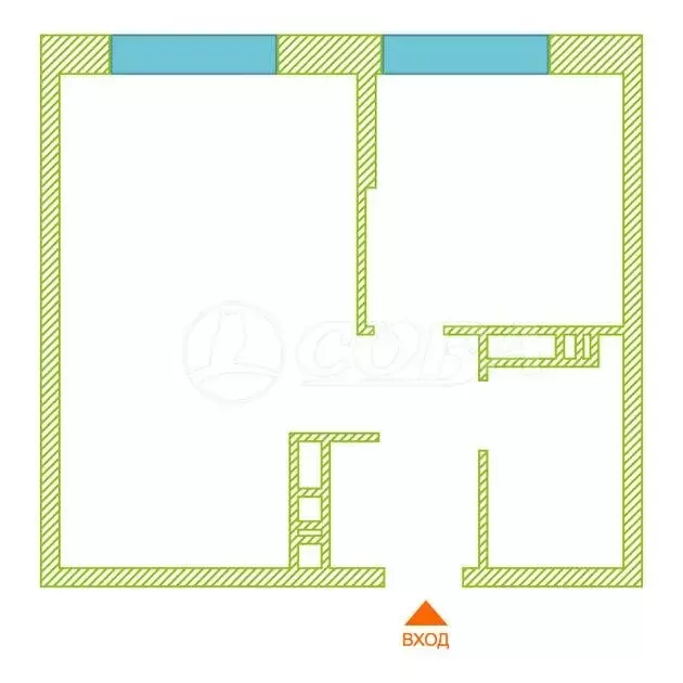 1-комнатная квартира: Тюмень, улица Новосёлов, 92 (34.9 м) - Фото 1