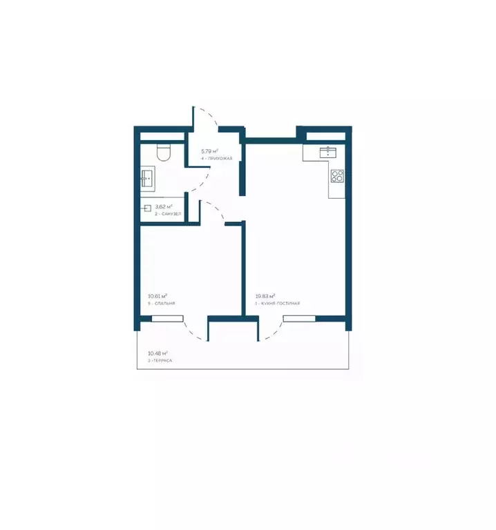 1-к кв. Крым, Саки Птица жилой комплекс (50.33 м) - Фото 1