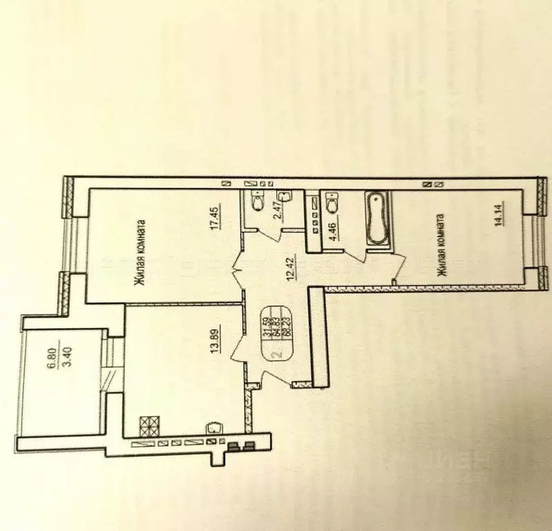 2-к кв. Татарстан, Казань ул. Салиха Батыева, 21 (68.5 м) - Фото 1