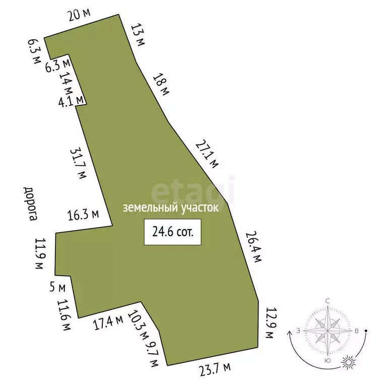 Участок в Октябрьское, улица Дружбы (24.63 м) - Фото 0