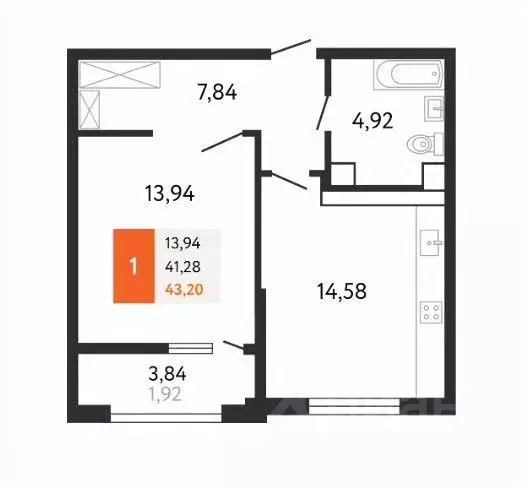 1-к кв. Краснодарский край, Новороссийск Мысхакское ш., 59 (43.2 м) - Фото 2