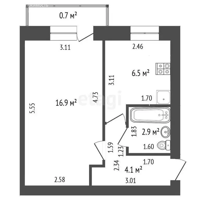 1-комнатная квартира: Стерлитамак, проспект Октября, 23 (31.4 м) - Фото 1