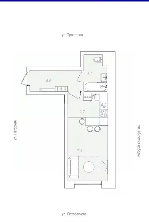 Студия Пермский край, Пермь пос. Новые Ляды, Трактовая ул., 25 (29.7 ... - Фото 2