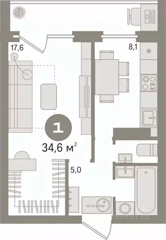 1-к кв. Свердловская область, Екатеринбург ул. Пальмиро Тольятти, 15Г ... - Фото 2