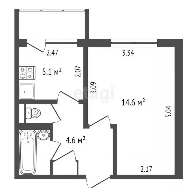 1-к кв. Ханты-Мансийский АО, Лангепас ул. Романтиков, 9 (27.6 м) - Фото 1