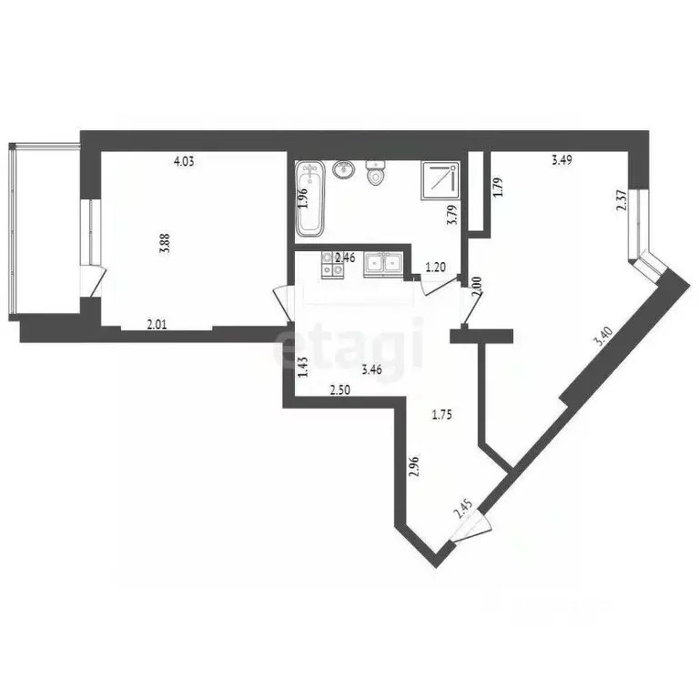 2-к кв. Тюменская область, Тюмень ул. Малыгина, 90 (62.3 м) - Фото 2
