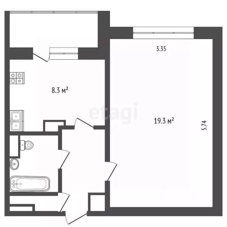 1-к кв. Москва Олонецкий проезд, 12 (36.4 м) - Фото 2