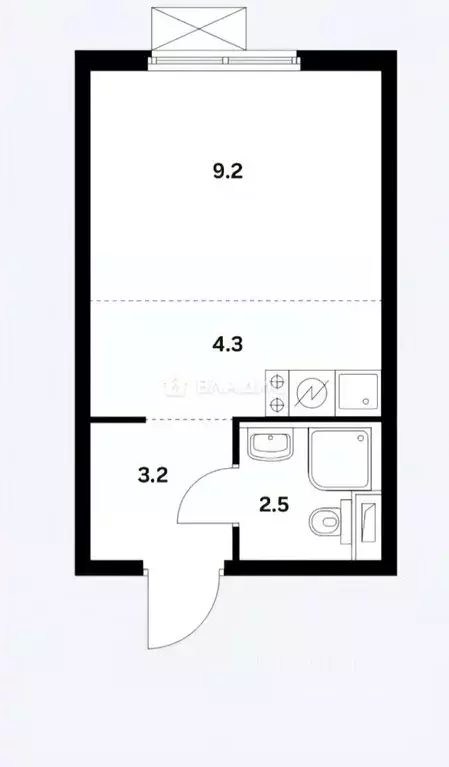 Студия Москва Варшавское ш., 282к1 (19.6 м) - Фото 1