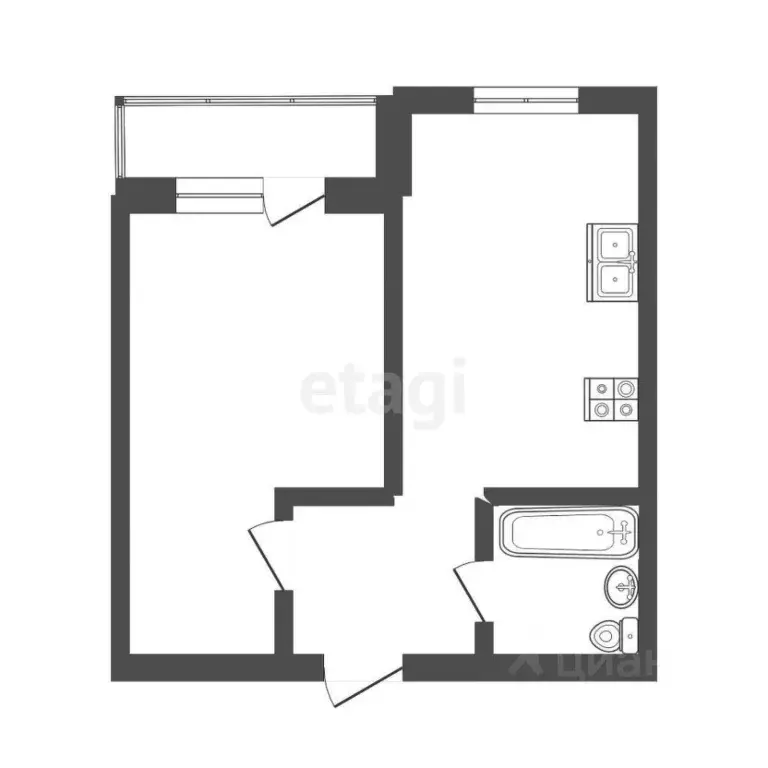 1-к кв. Тюменская область, Тюмень ул. Линейная, 17 (43.7 м) - Фото 1