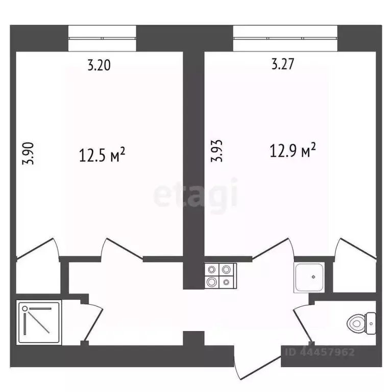 2-к кв. Челябинская область, Челябинск ул. Елькина, 63б (35.0 м) - Фото 2