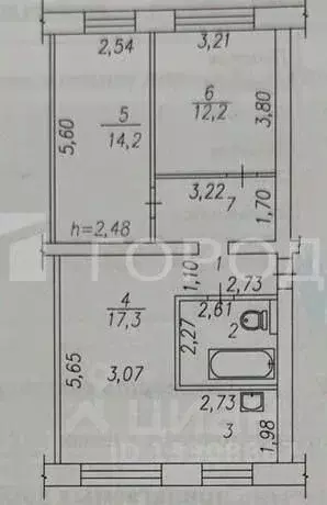 3-к кв. Кемеровская область, Новокузнецк ул. Шункова, 14 (63.3 м) - Фото 1