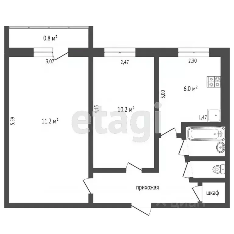 2-к кв. Тверская область, Тверь просп. Николая Корыткова, 20А (43.7 м) - Фото 1