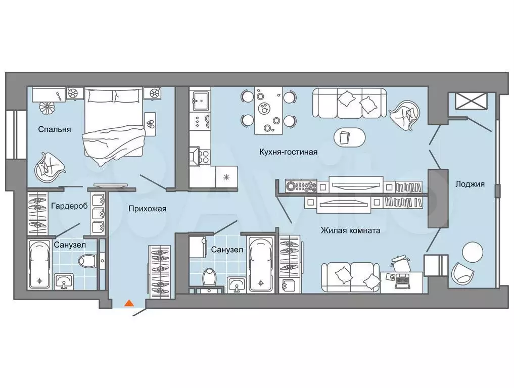 2-к. квартира, 70 м, 2/6 эт. - Фото 0