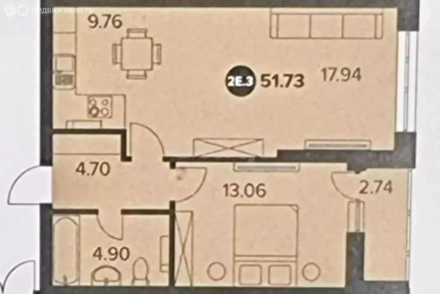 1-комнатная квартира: Казань, улица Аметьевская Магистраль, 18к3 (49.3 ... - Фото 1
