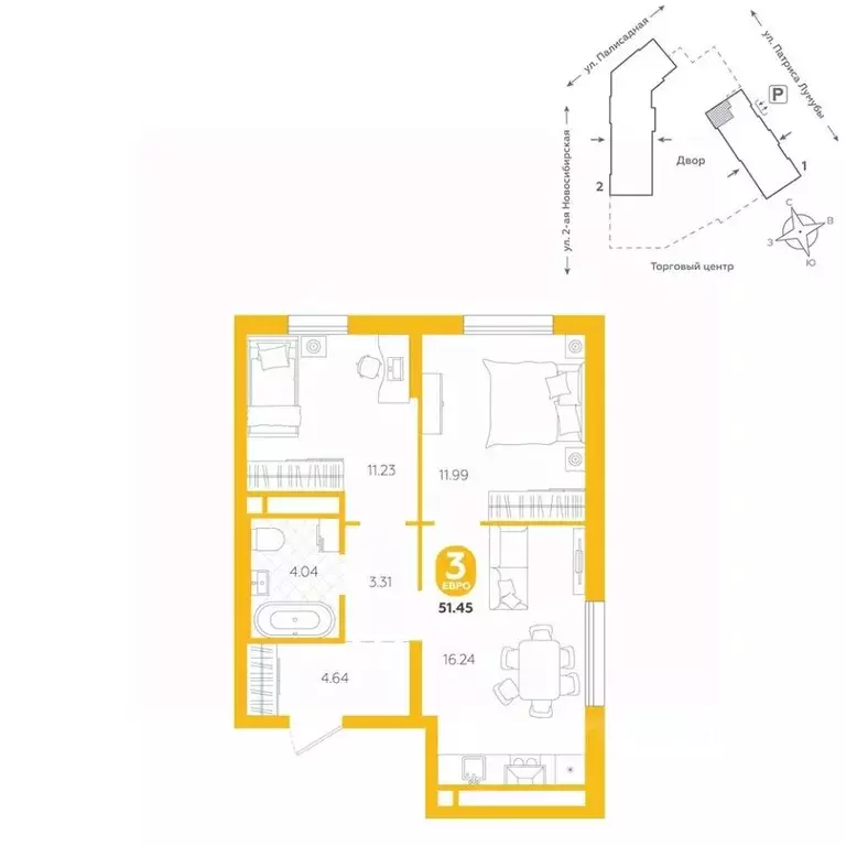 3-к кв. Свердловская область, Екатеринбург ул. Патриса Лумумбы, 4А ... - Фото 1