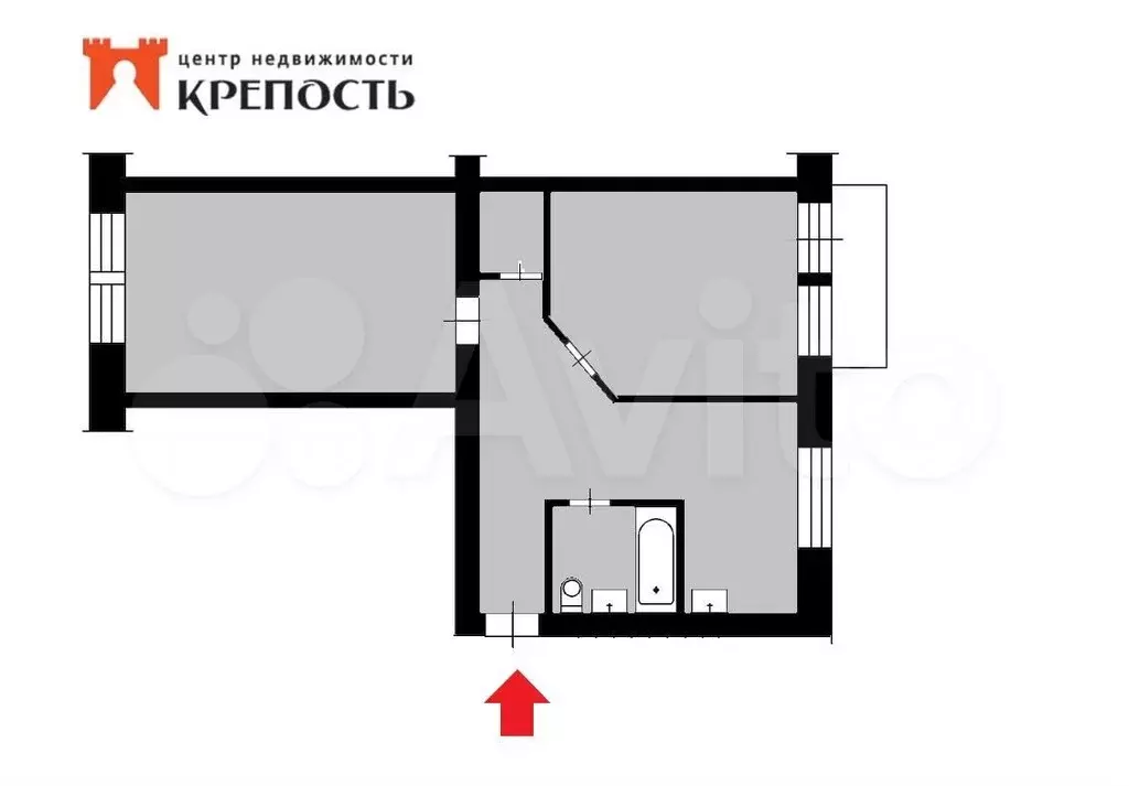 2-к. квартира, 57,3 м, 1/4 эт. - Фото 0