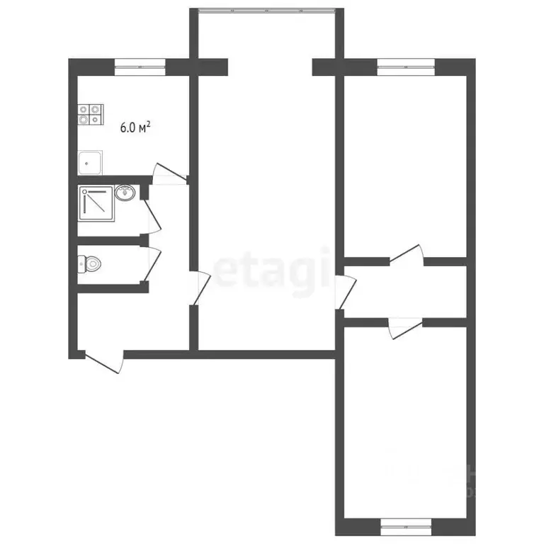 3-к кв. Крым, Красноперекопск 2-й мкр, 21 (54.0 м) - Фото 1