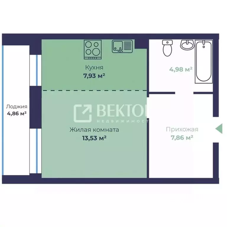 1-к кв. Ярославская область, Ярославль Чернопрудная ул., 17/1 (36.73 ... - Фото 2