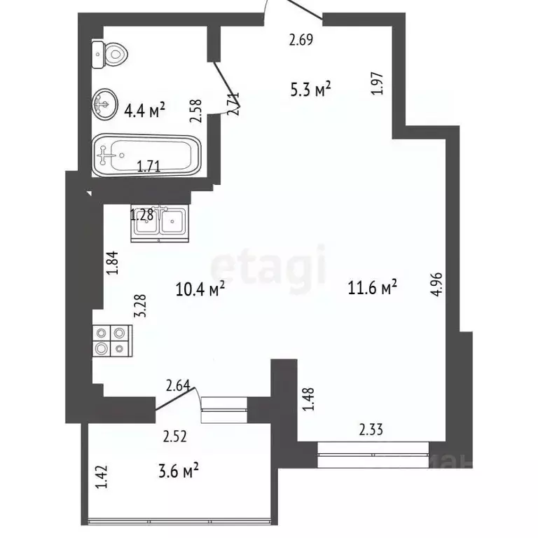 Студия Ростовская область, Ростов-на-Дону, Нахичевань ул. 26-я Линия, ... - Фото 2