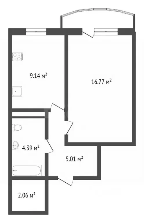 1-к кв. Тюменская область, Тюмень ул. Казачьи луга, 12 (35.1 м) - Фото 2
