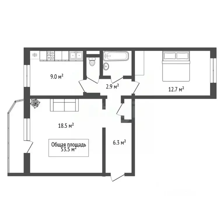 2-к кв. Новосибирская область, Новосибирск ул. Максима Горького, 95 ... - Фото 1