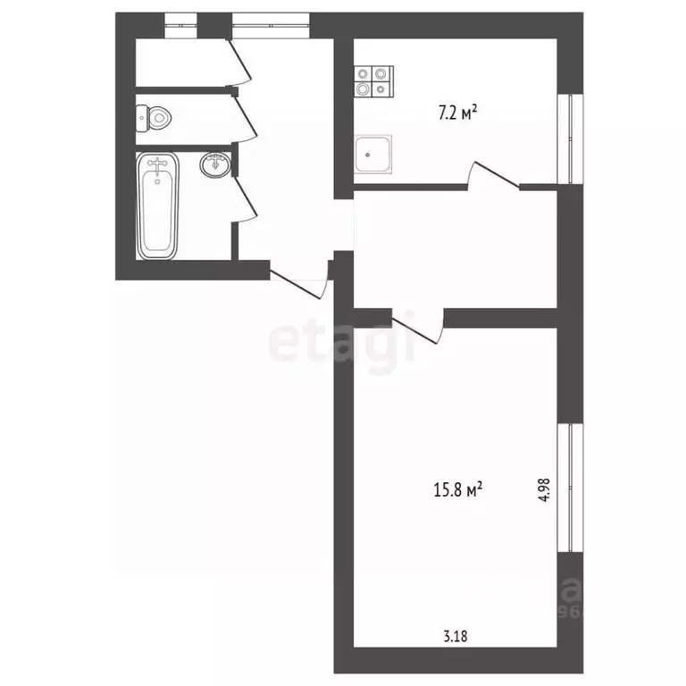 1-к кв. Москва пер. Пересветов, 3 (42.0 м) - Фото 2