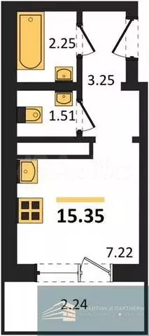 Квартира-студия, 15,4 м, 8/15 эт. - Фото 0