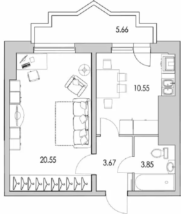 1-комнатная квартира: Санкт-Петербург, улица Кустодиева, 7к1 (44.28 м) - Фото 1