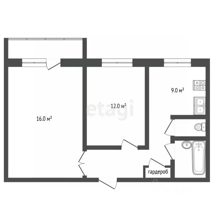 2-к кв. Челябинская область, Челябинск Российская ул., 167 (50.1 м) - Фото 2