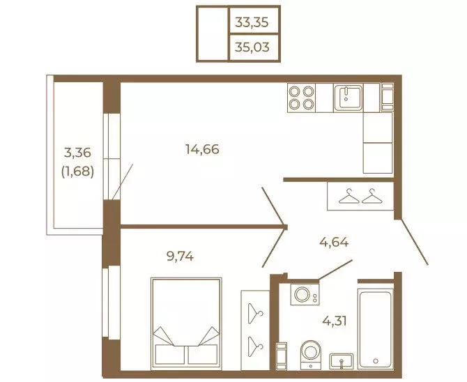 1-комнатная квартира: Сертолово, Златоглавая улица, 2к1 (35.03 м) - Фото 1