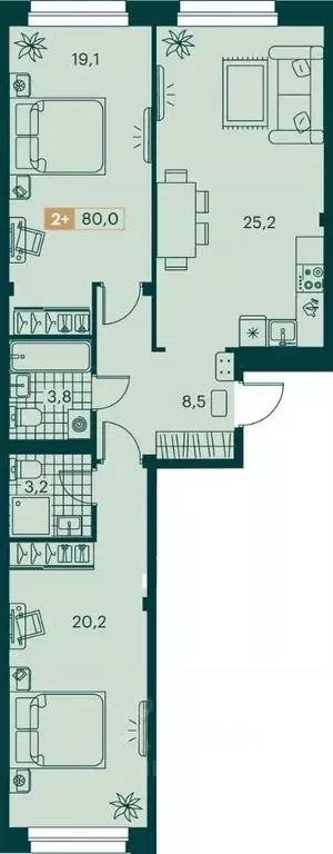2-к кв. Ямало-Ненецкий АО, Новый Уренгой ул. Газовиков (80.0 м) - Фото 1