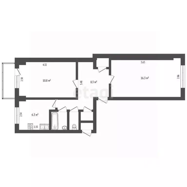 2-к кв. Архангельская область, Архангельск Первых Пятилеток мкр, ул. ... - Фото 1