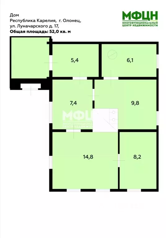 Дом в Карелия, Олонец ул. Луначарского, 17 (52 м) - Фото 1