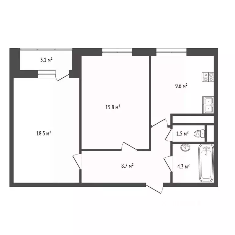 2-к кв. Московская область, Одинцово ул. Маршала Бирюзова, 2а (60.0 м) - Фото 2