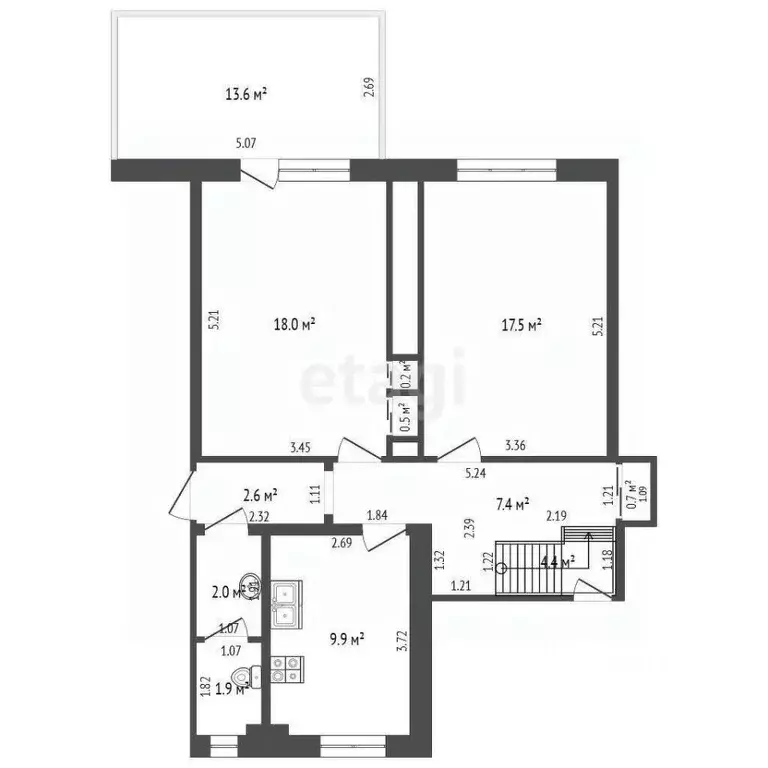 2-к кв. Калининградская область, Калининград Молодежная ул., 4 (66.0 ... - Фото 2