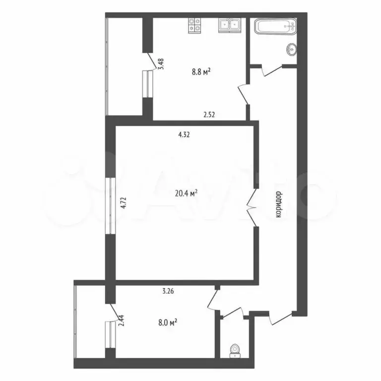 3-к. квартира, 66,4 м, 8/9 эт. - Фото 0