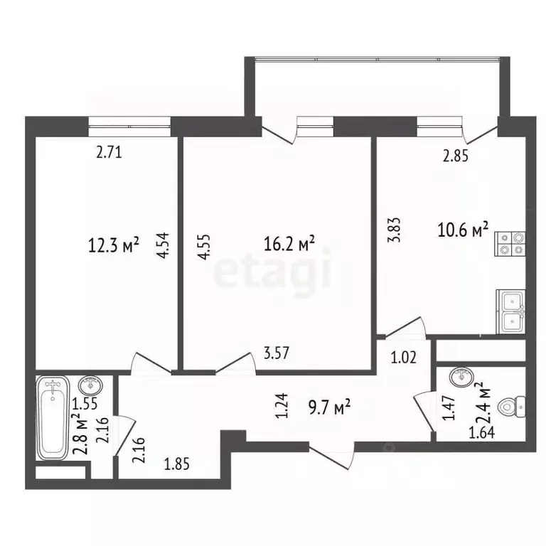 2-к кв. Крым, Саки ул. Набережная (54.0 м) - Фото 2