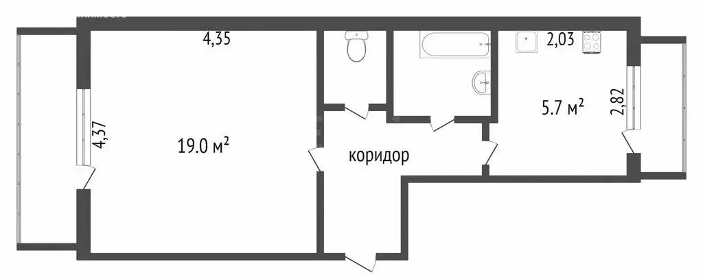 1-комнатная квартира: Тобольск, 9-й микрорайон, 13 (42 м) - Фото 0